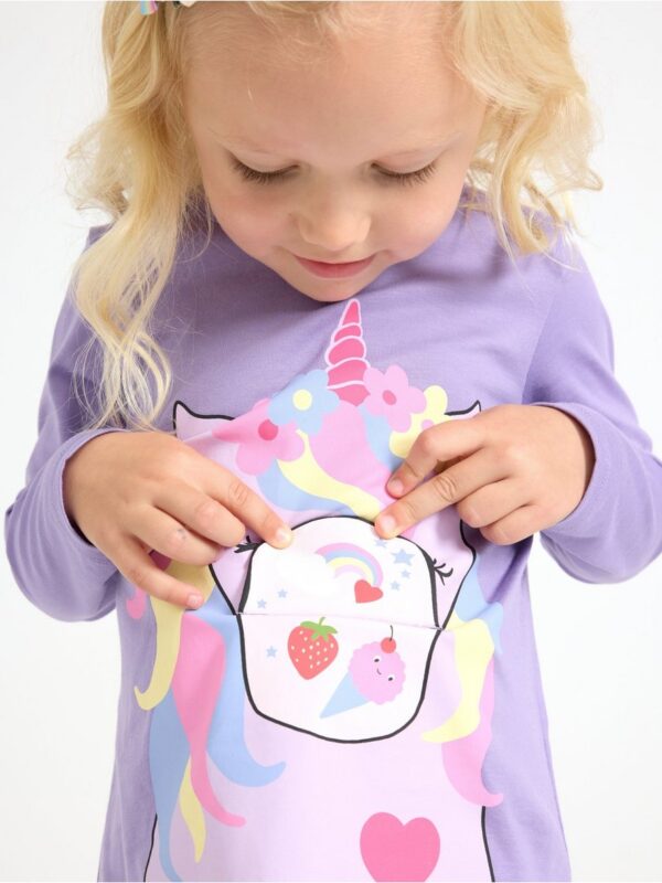 Long-sleeved top with unicorn - 3009050-6927