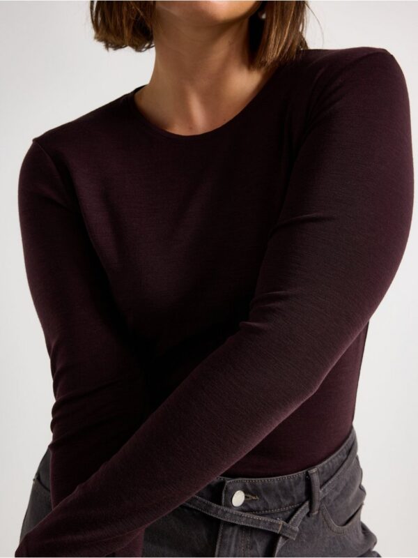 Long sleeve top in merino wool - 8362682-8704