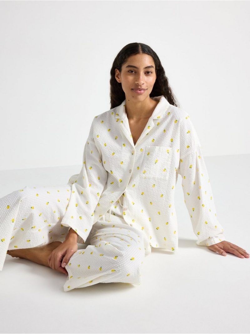 Pyjama trousers in seersucker - 8579929-4791