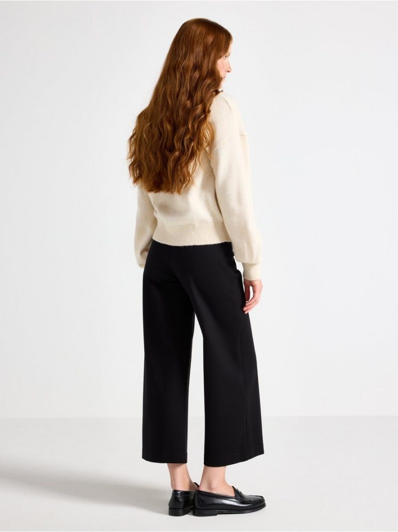 Cropped trousers in punto  with wide legs - 8608195-80