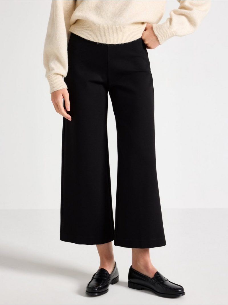 Cropped trousers in punto  with wide legs - 8608195-80
