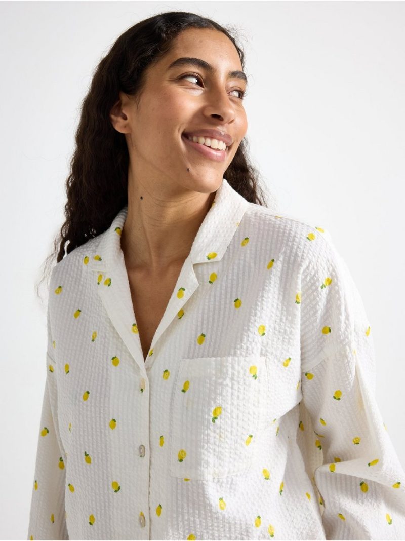 Pyjama shirt in seersucker - 8673001-4791