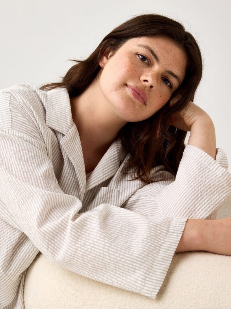 Pyjama shirt in seersucker - 8673001-7951