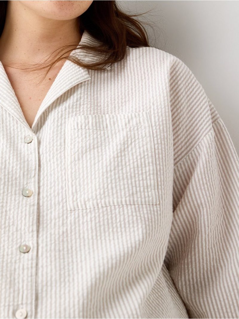 Pyjama shirt in seersucker - 8673001-7951