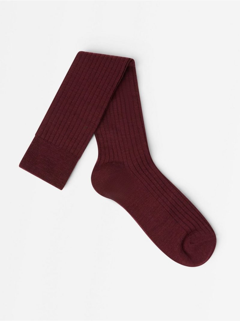 Ribbed knee-high socks in merino wool blend - 3002053-1246
