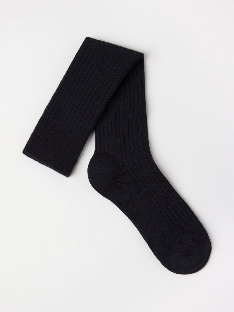 Ribbed knee-high socks in merino wool blend - 3002053-80