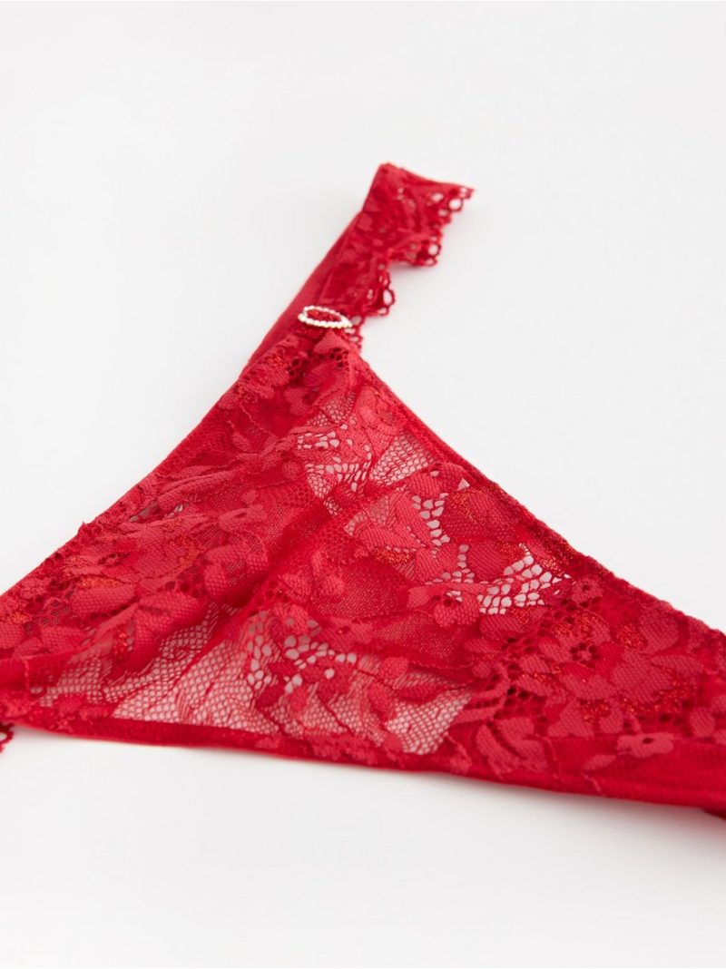 Thong in lace with low waist - 3003384-7909