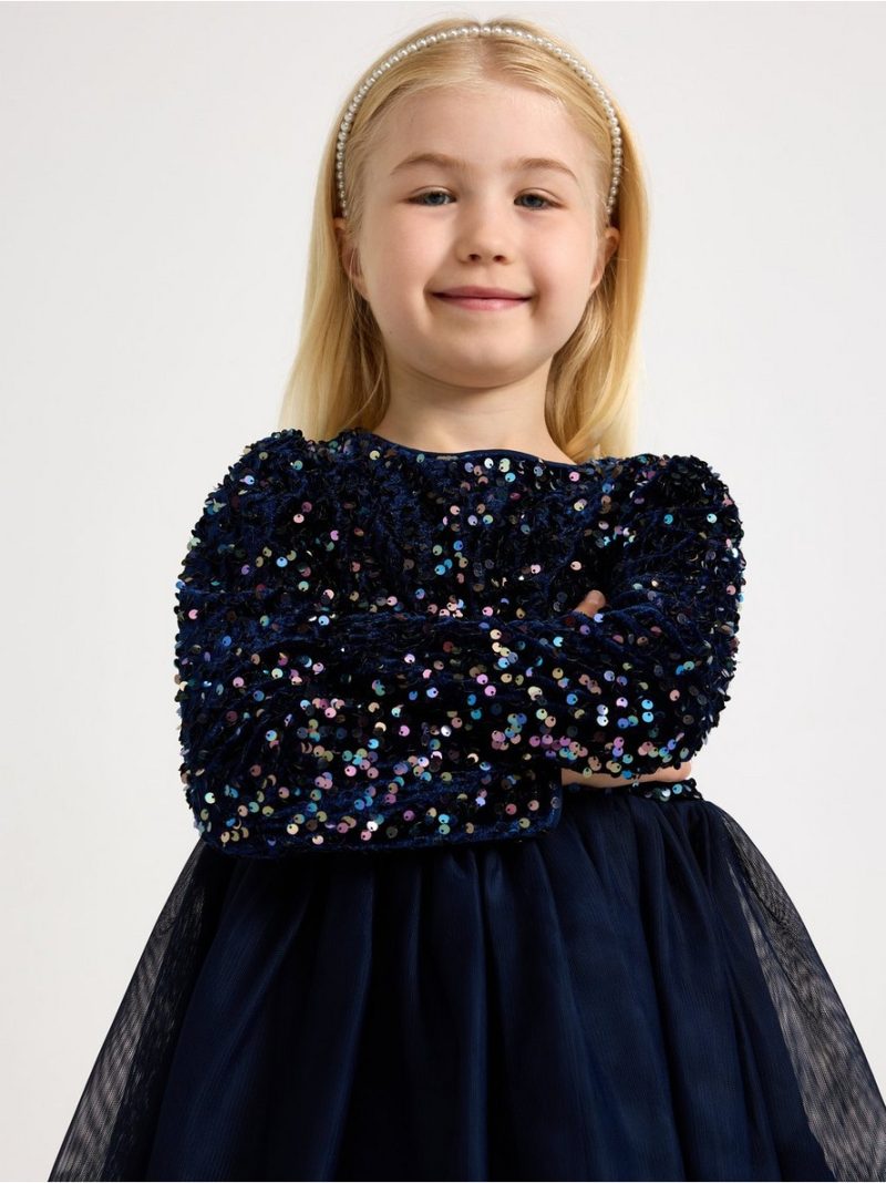 Long-sleeved dress with sequins - 3003429-2150