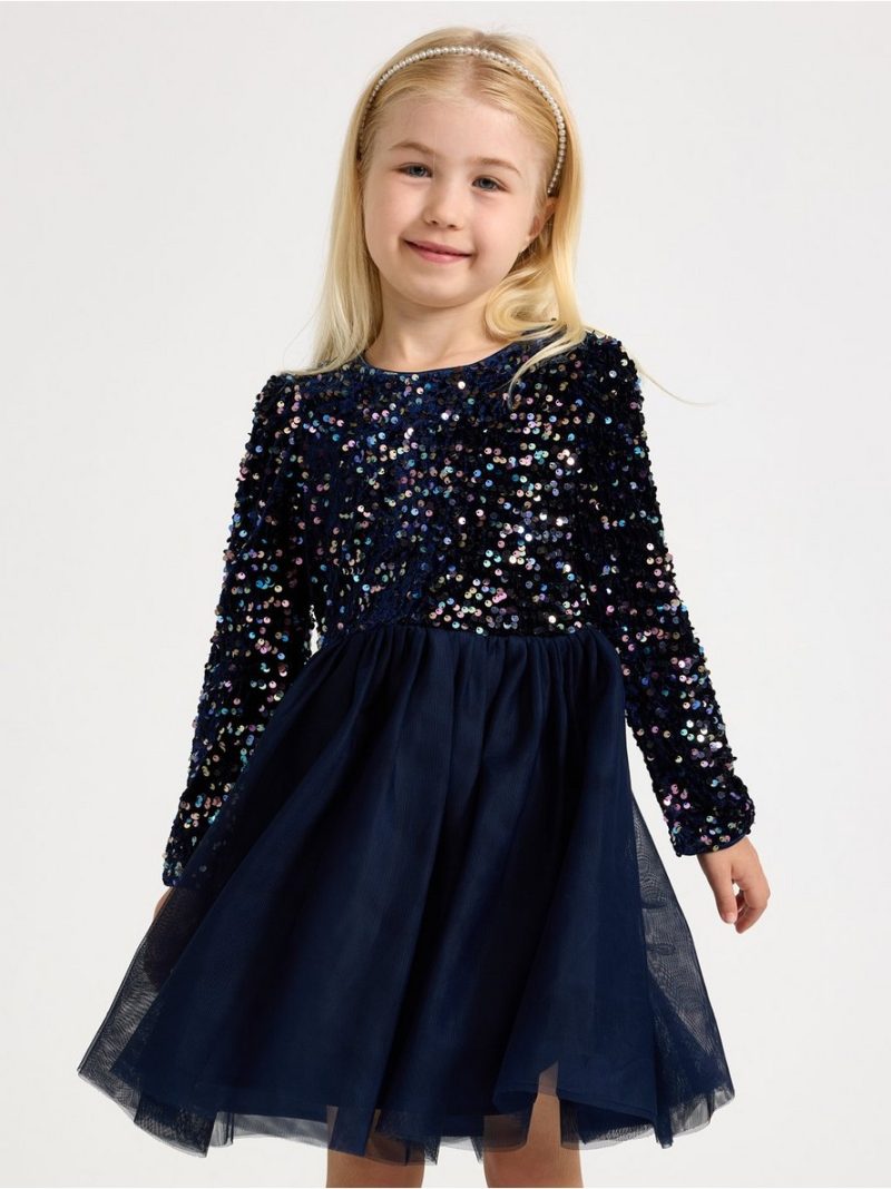 Long-sleeved dress with sequins - 3003429-2150