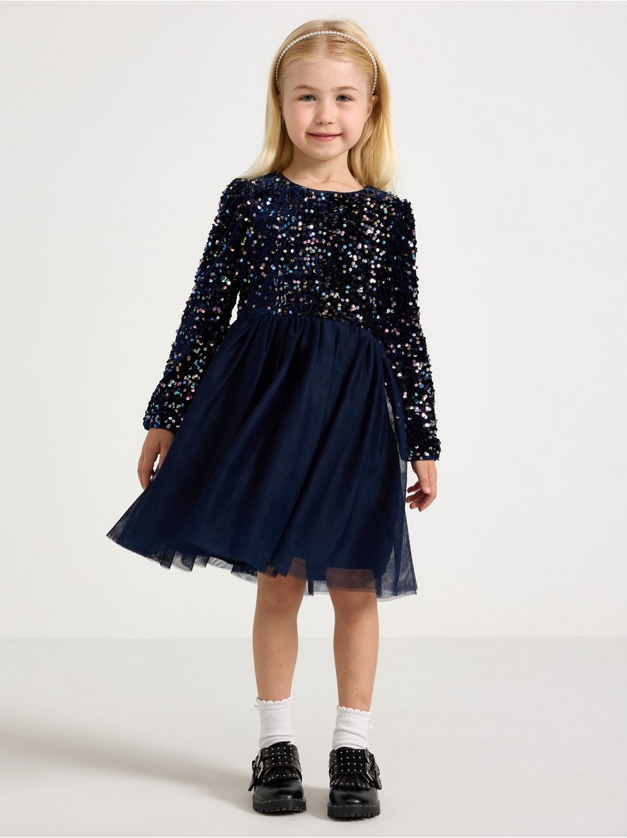 Long-sleeved dress with sequins - 3003429-2150