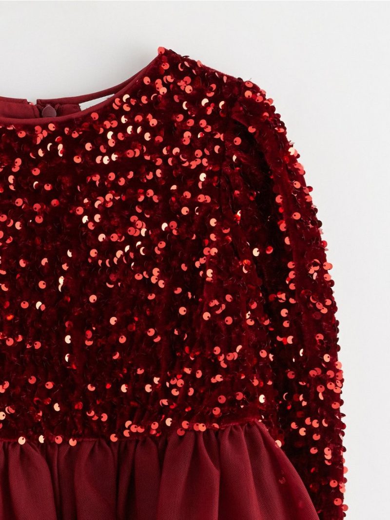 Long-sleeved dress with sequins - 3003429-4476