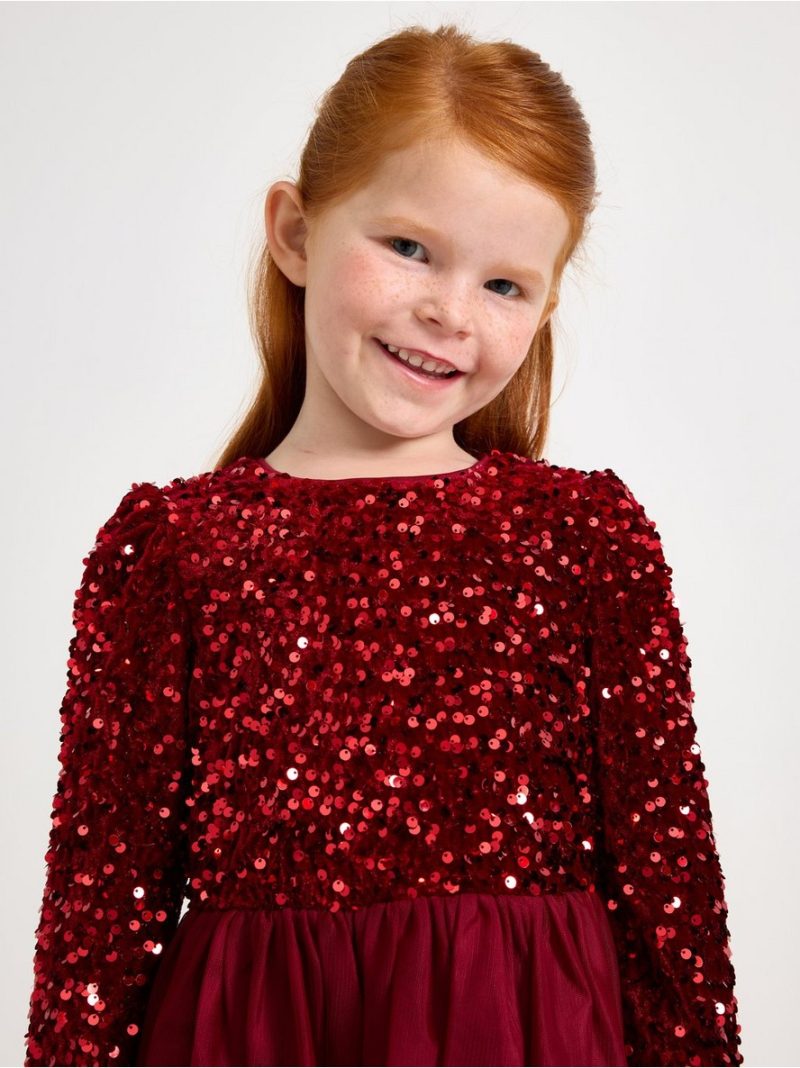 Long-sleeved dress with sequins - 3003429-4476