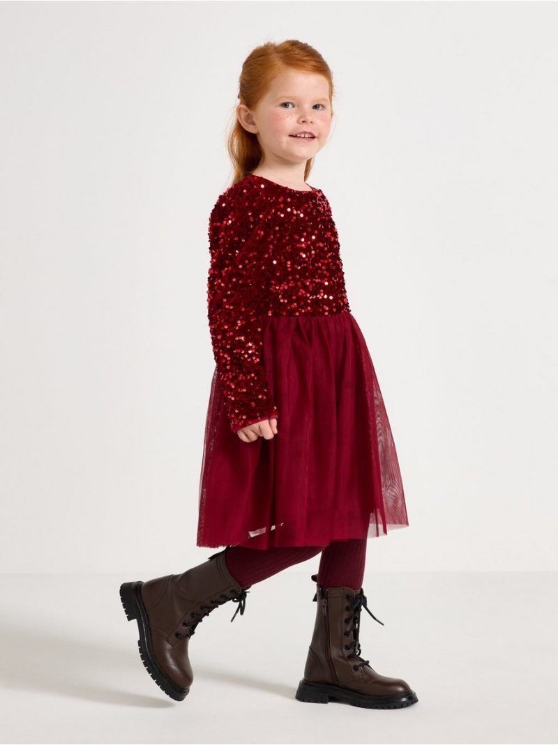 Long-sleeved dress with sequins - 3003429-4476
