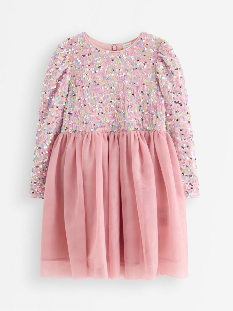 Long-sleeved dress with sequins - 3003429-7351