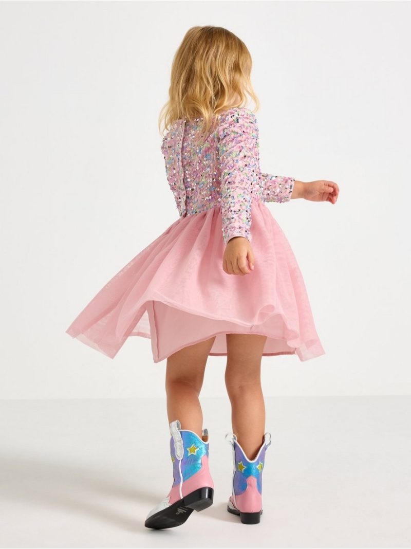 Long-sleeved dress with sequins - 3003429-7351