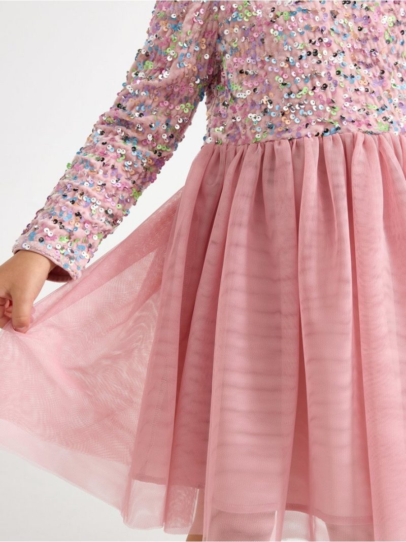 Long-sleeved dress with sequins - 3003429-7351