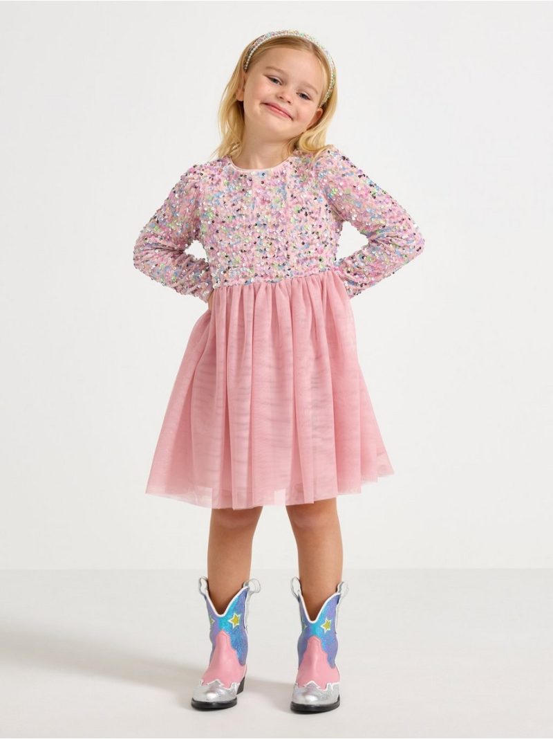 - Long-sleeved dress with sequins Long-sleeved dress with sequins - 3003429-7351