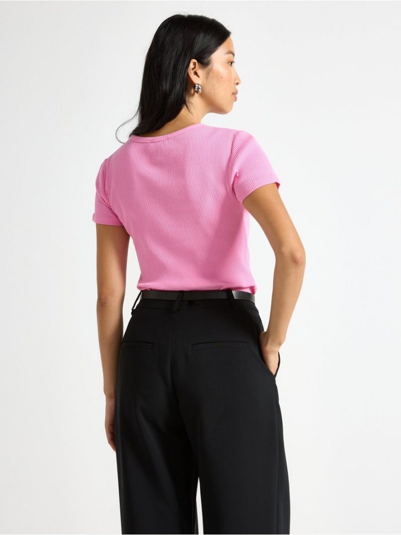 Ribbed short-sleeved top - 3004388-7362