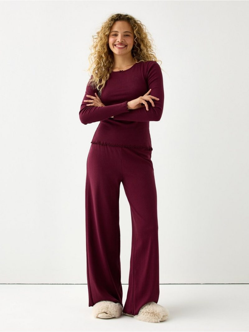 - Wide pyjama trousers in pointelle Wide pyjama trousers in pointelle - 3005563-9938