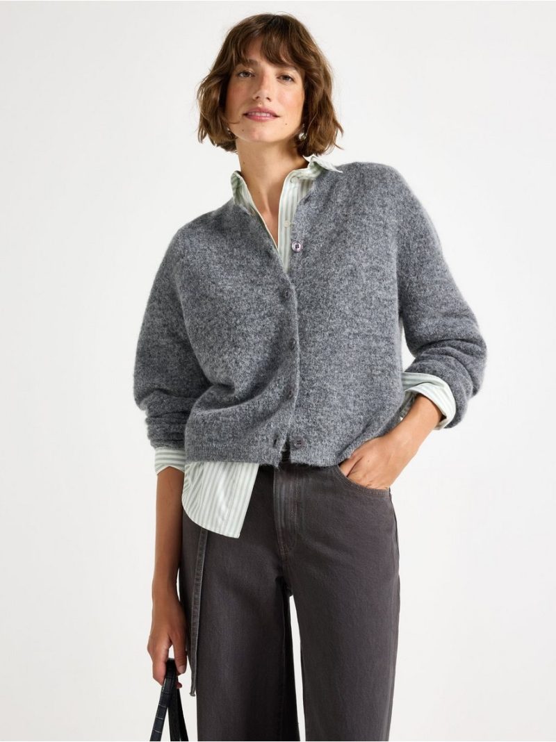 - Knitted cardigan in wool blend Knitted cardigan in wool blend - 3006685-9804