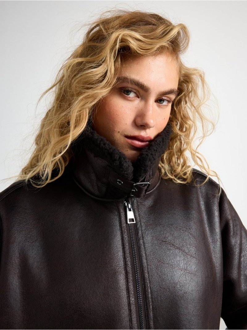 Jacket in faux leather with pile - 3006837-8117