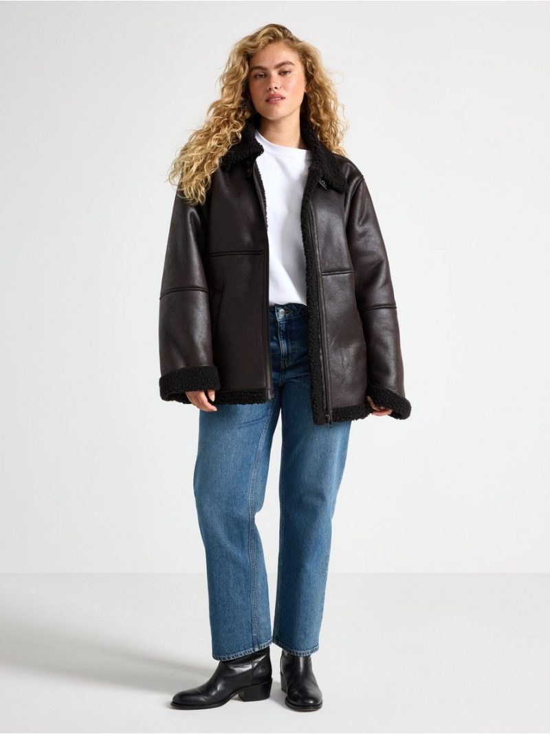 Jacket in faux leather with pile - 3006837-8117