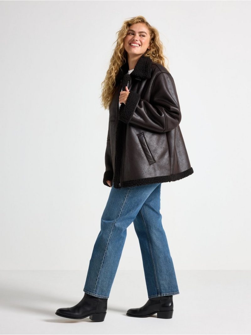 Jacket in faux leather with pile - 3006837-8117