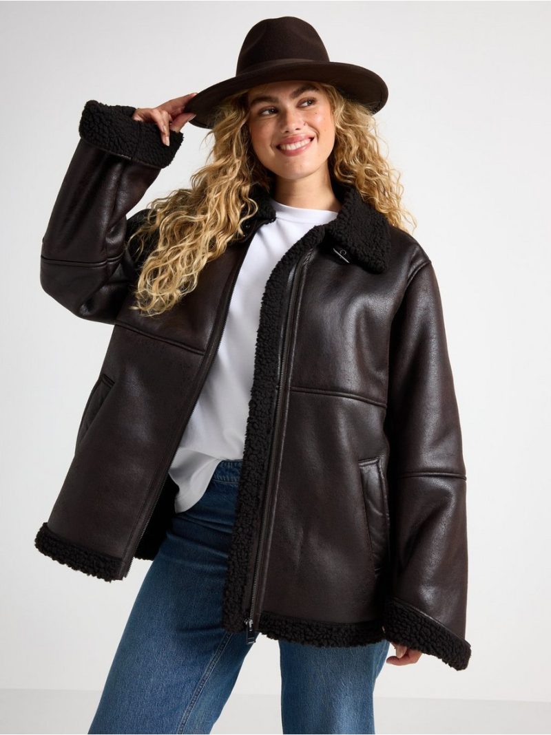 Jacket in faux leather with pile - 3006837-8117