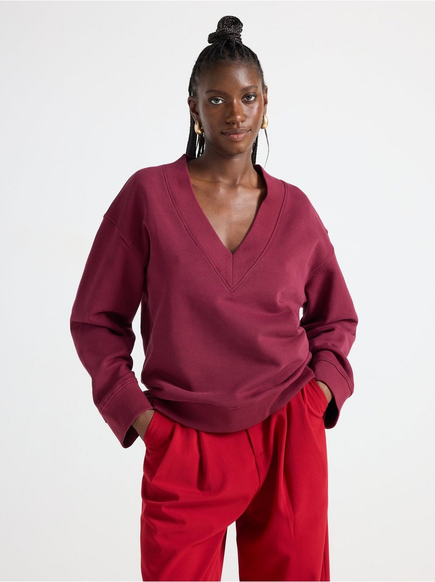 Sweatshirt with v-neck - 3007352-1753