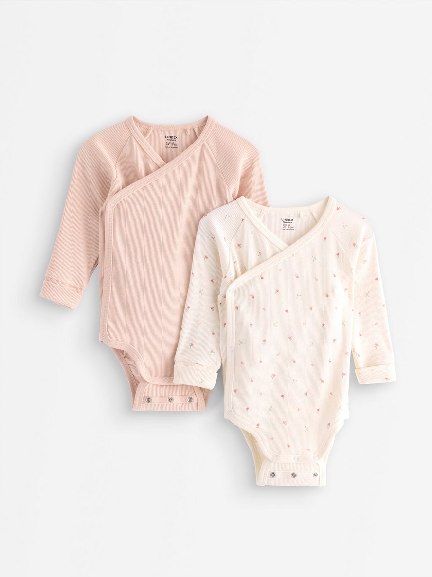 2-pack ribbed wrap bodysuits - 3007483-8160