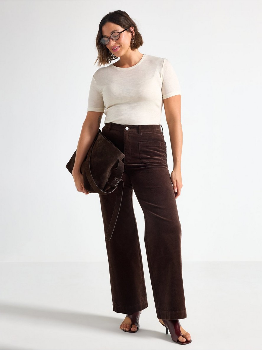 WIDE  corduroy trousers with high waist - 3007690-6995