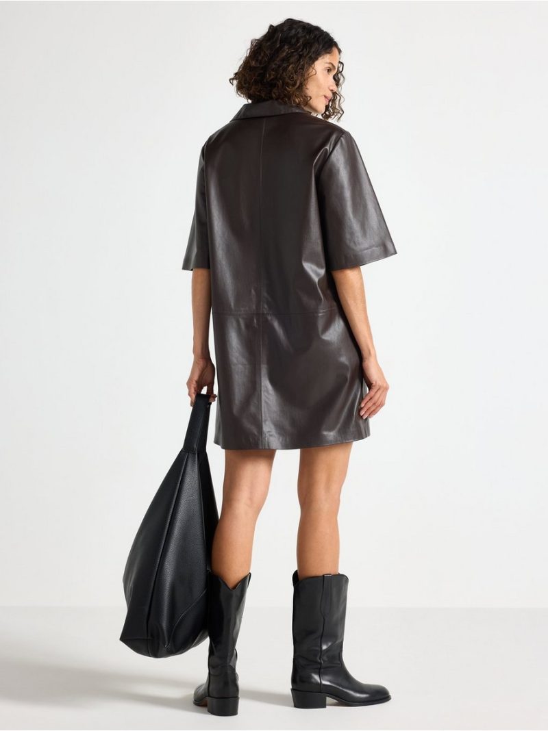 Mini mini dress in imitation leather - 3007732-8117