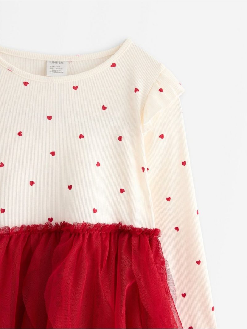 Long-sleeved dress with tulle skirt - 3007934-7395