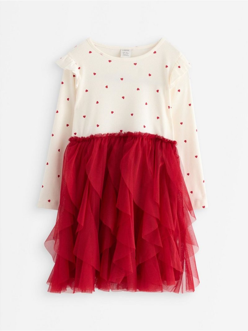 Long-sleeved dress with tulle skirt - 3007934-7395