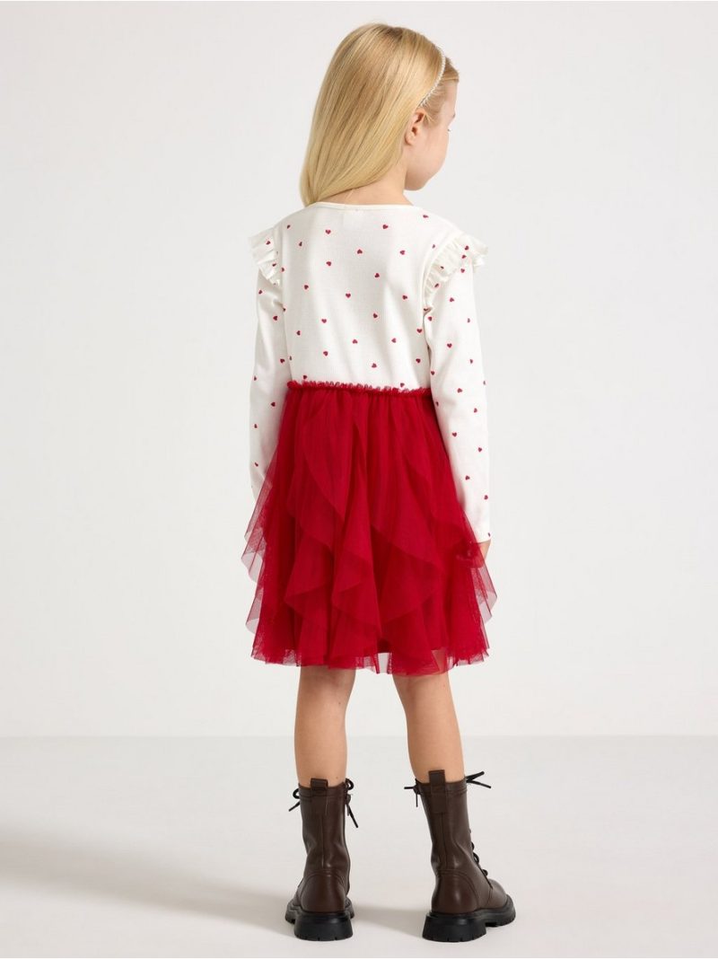 Long-sleeved dress with tulle skirt - 3007934-7395