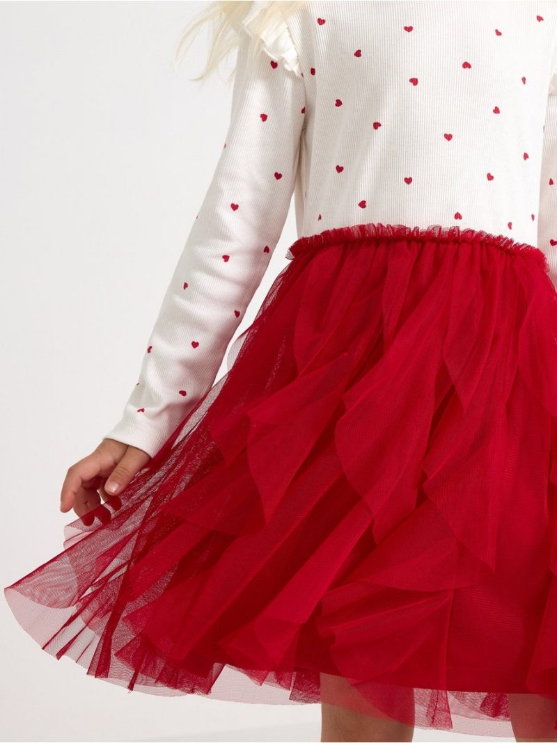 Long-sleeved dress with tulle skirt - 3007934-7395