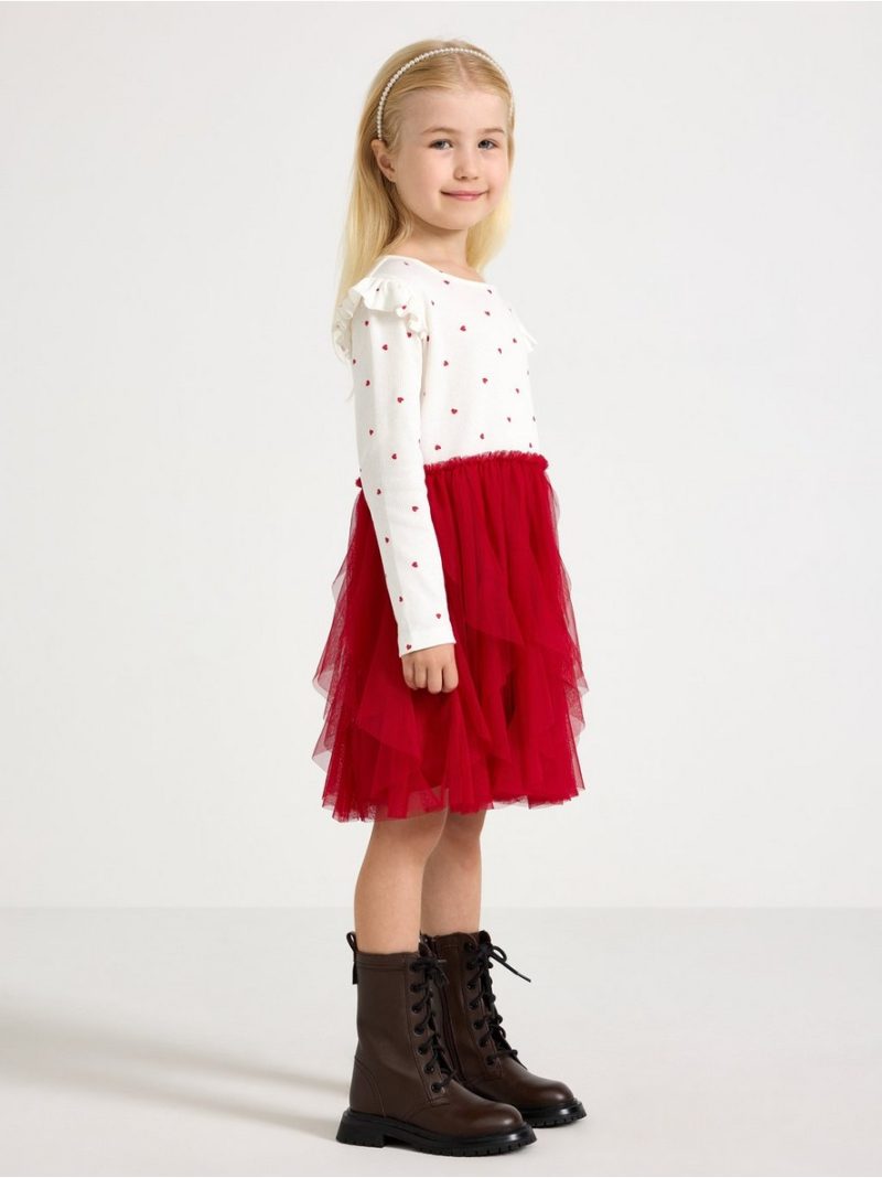 Long-sleeved dress with tulle skirt - 3007934-7395