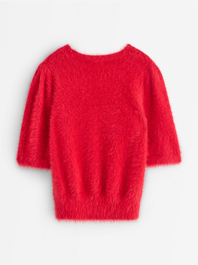 Short-sleeved jumper in feather yarn - 3008020-8668