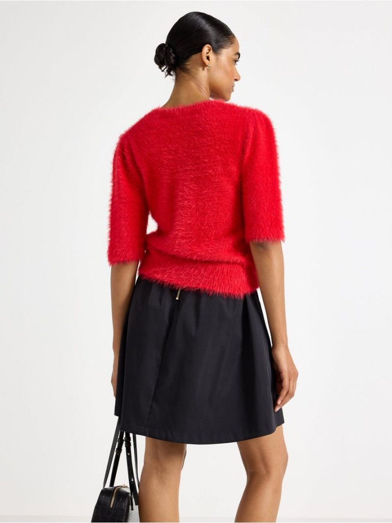 Short-sleeved jumper in feather yarn - 3008020-8668