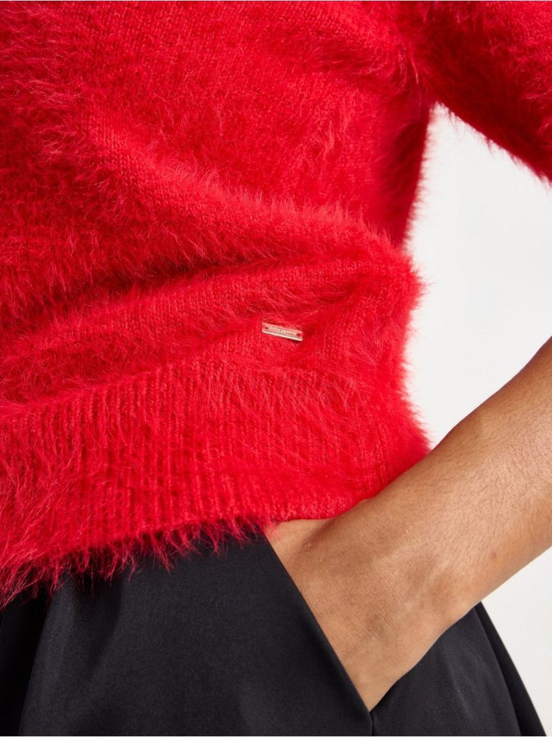 Short-sleeved jumper in feather yarn - 3008020-8668