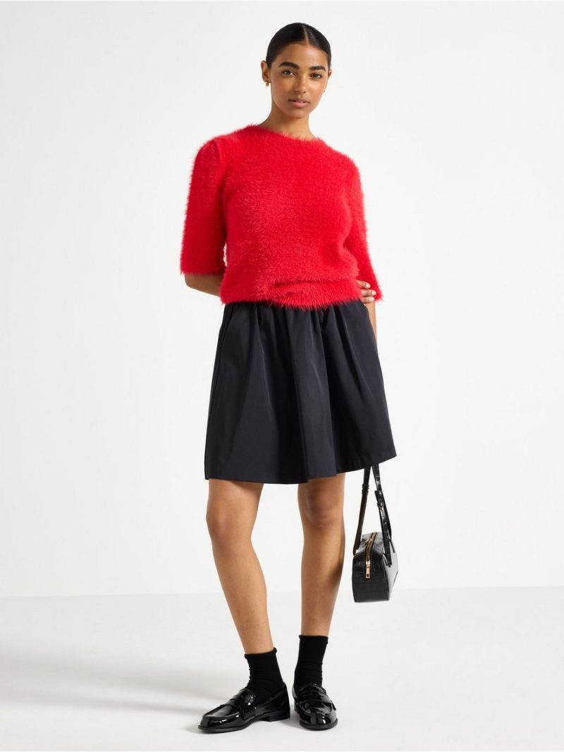 Short-sleeved jumper in feather yarn - 3008020-8668