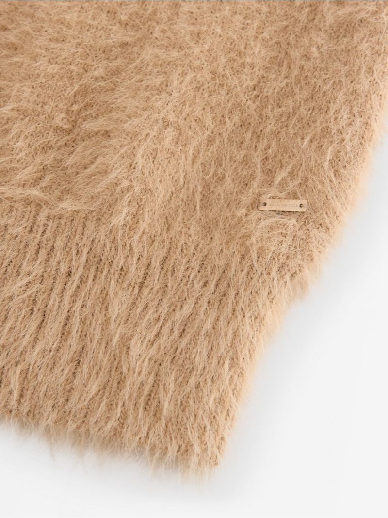 Short-sleeved jumper in feather yarn - 3008020-9805