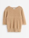 Short-sleeved jumper in feather yarn - 3008020-9805