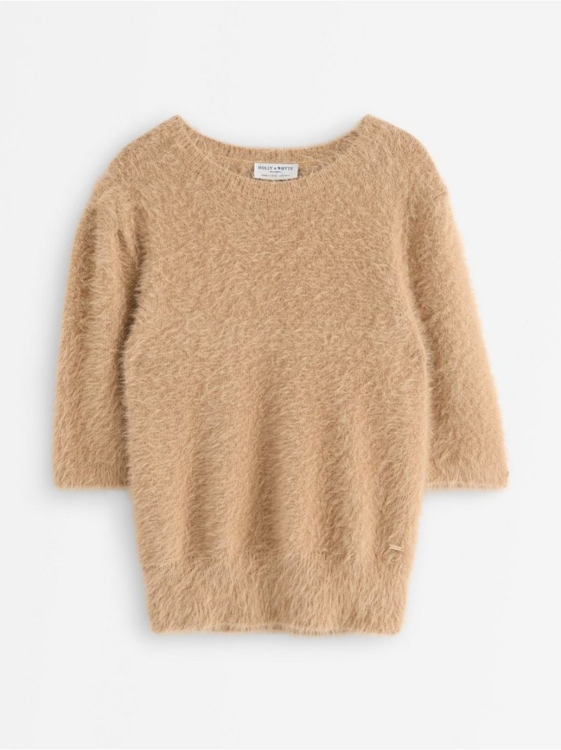 - Short-sleeved jumper in feather yarn Short-sleeved jumper in feather yarn - 3008020-9805