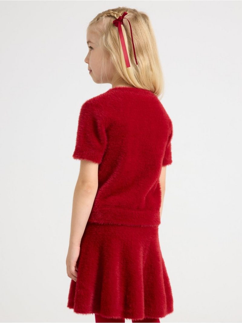 Short-sleeved top in feather yarn - 3008077-9348