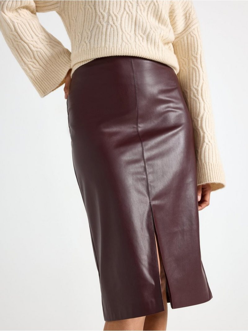 Midi skirt in imitation leather - 3008177-8652