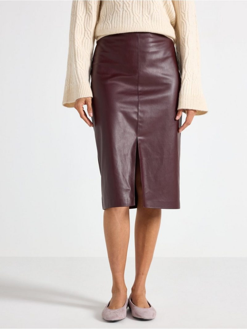 Midi skirt in imitation leather - 3008177-8652
