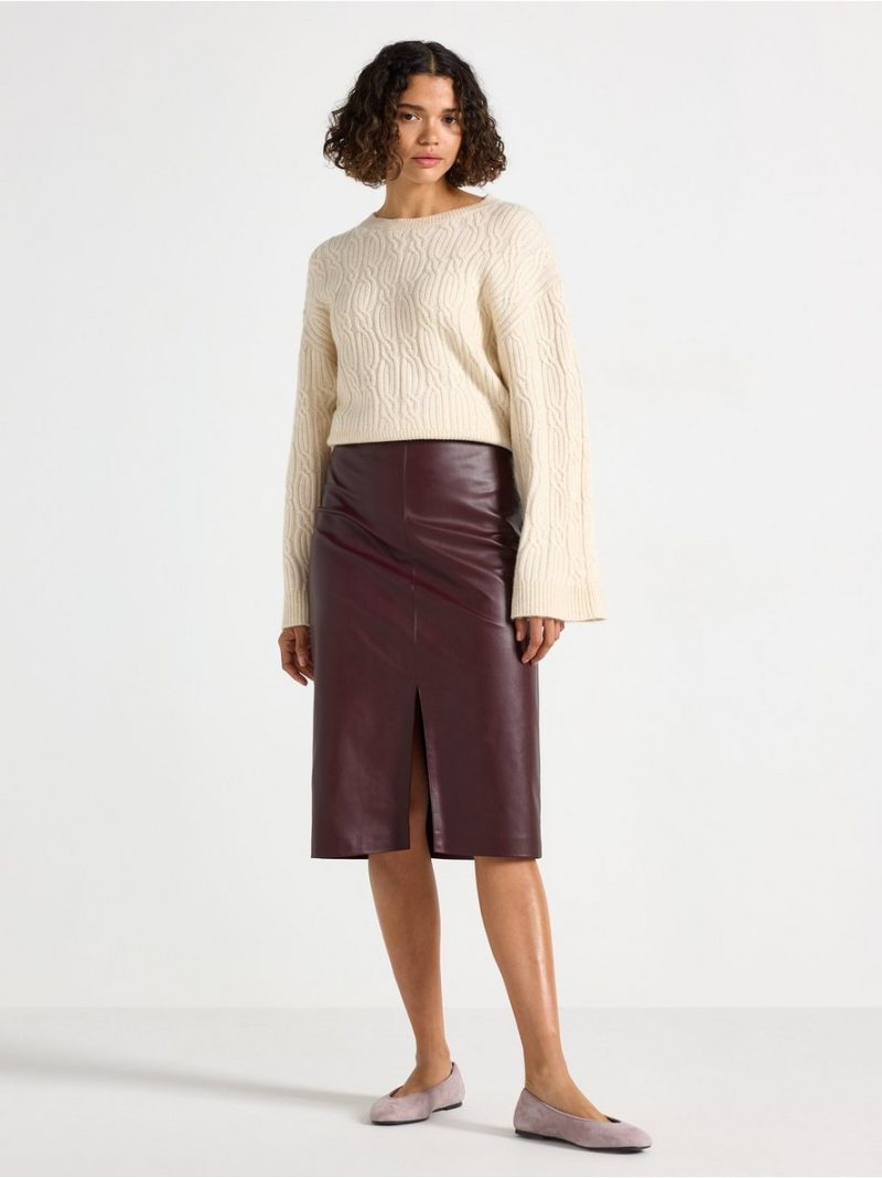 Midi skirt in imitation leather - 3008177-8652