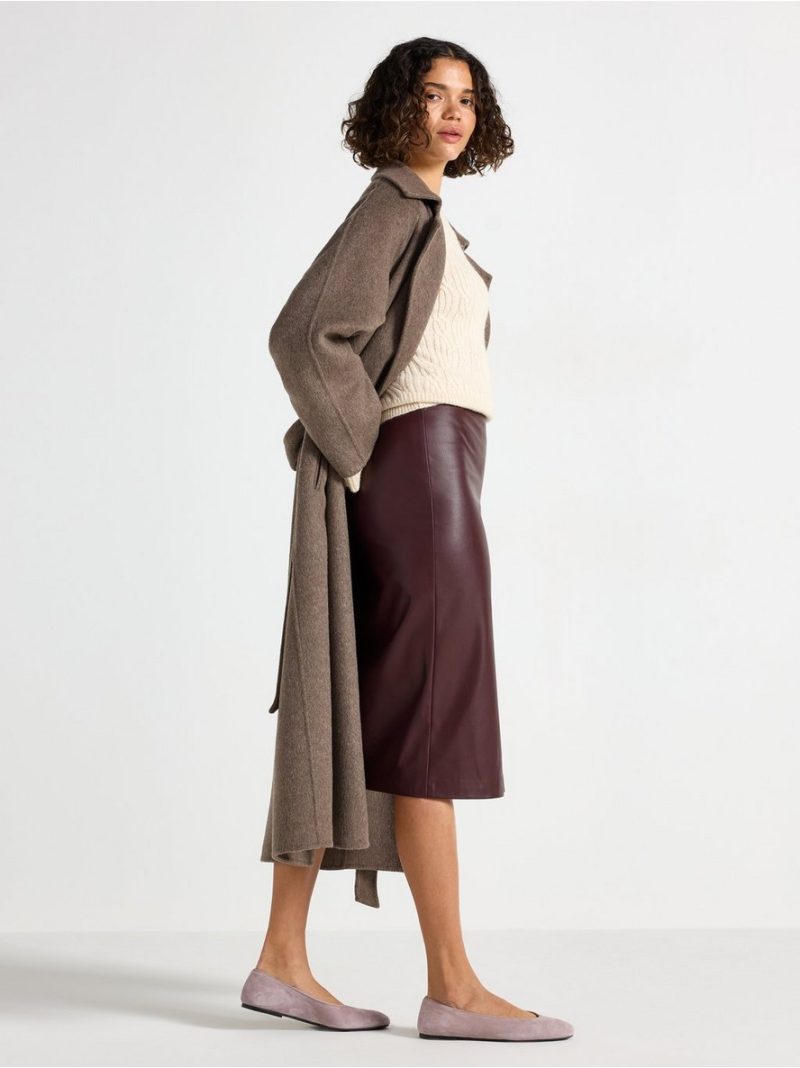 Midi skirt in imitation leather - 3008177-8652