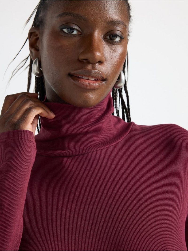 Ribbed polo-neck top - 3008308-1753